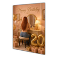 Happy 20th Birthday Peach Gold Vanity Greeting Card A5