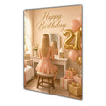 Happy 21st Birthday Peach Gold Vanity Greeting Card A5
