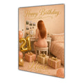 Happy 21st Birthday Peach Gold Vanity Greeting Card A5