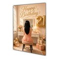 Happy 21st Birthday Peach Gold Vanity Greeting Card A5