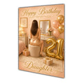 Happy 21st Birthday Peach Gold Vanity Greeting Card A5