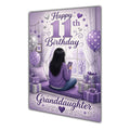 Granddaughter 11th Birthday Card - Girl with Phone in a Purple Birthday Room