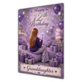 Granddaughter 12th Birthday Card - Girl with Phone in a Purple Birthday Room