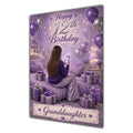 Granddaughter 12th Birthday Card - Girl with Phone in a Purple Birthday Room