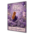 Granddaughter 13th Birthday Card - Girl with Phone in a Purple Birthday Room