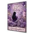 Granddaughter 13th Birthday Card - Girl with Phone in a Purple Birthday Room
