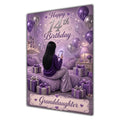 Granddaughter 14th Birthday Card - Girl with Phone and Purple Balloons