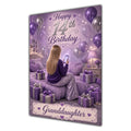 Granddaughter 14th Birthday Card - Girl with Phone and Purple Balloons