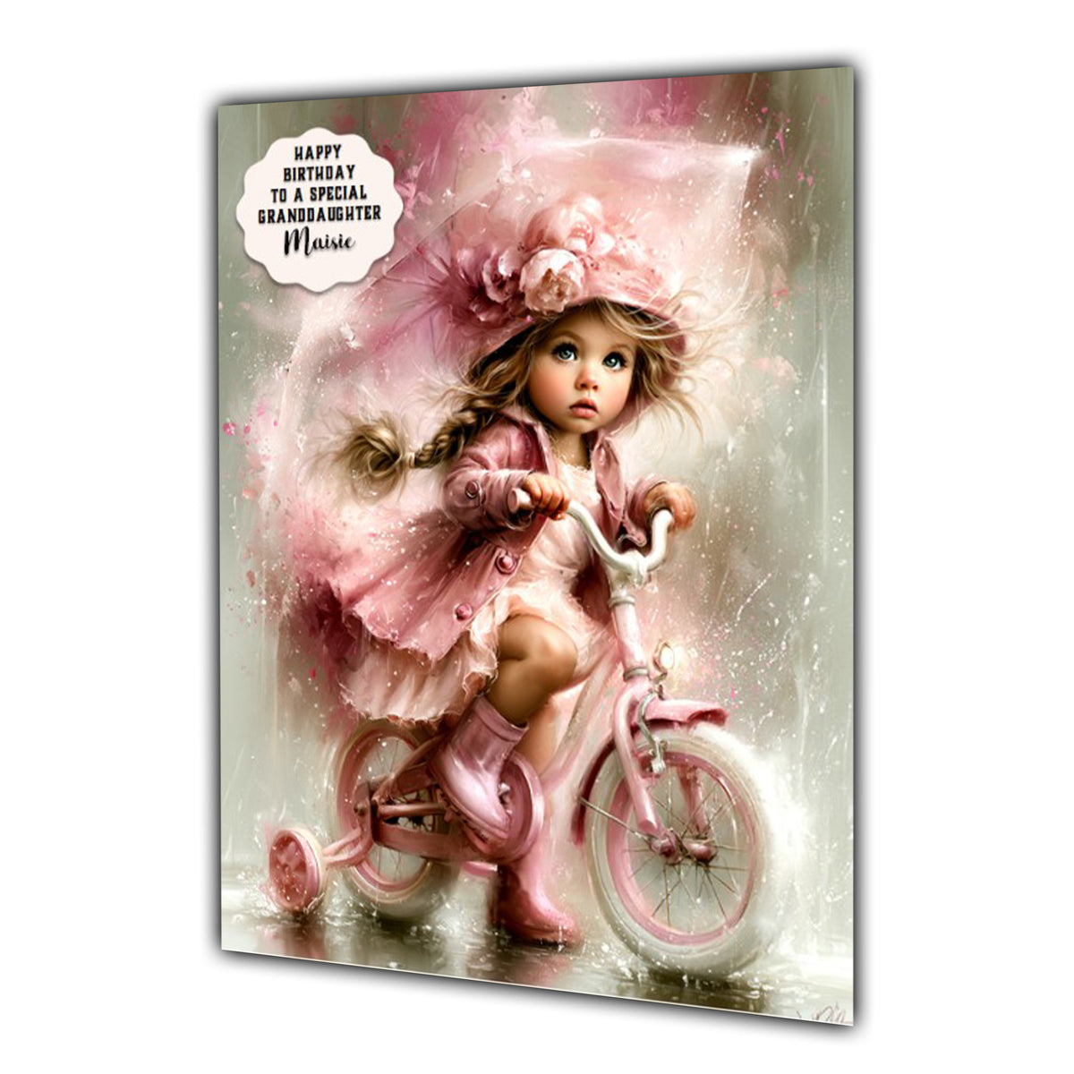 Personalised Birthday Card Girls Bike Granddaughter Daughter Niece A5 Size
