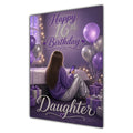 Daughter 16th Birthday Card - Girl with Phone and Purple Balloons