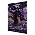 Granddaughter 18th Birthday Card - Girl with Phone and Purple Balloons