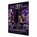 Granddaughter 20th Birthday Card - Girl with Phone and Purple Balloons