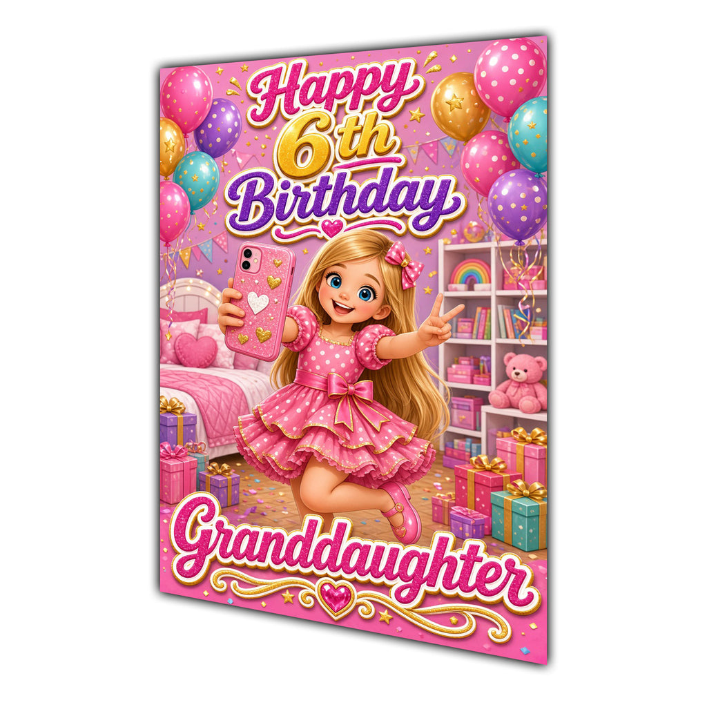 Happy 6th Birthday Colourful Bedroom Greeting Card A5