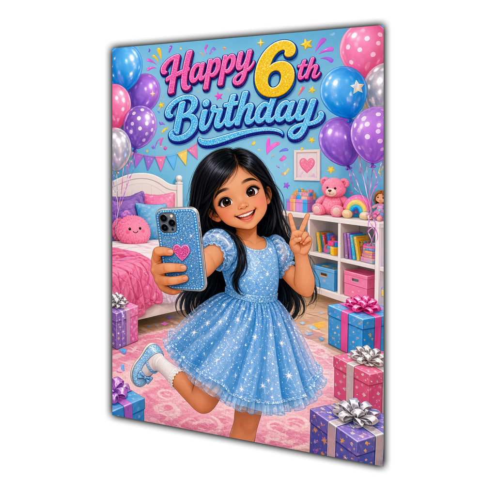 Happy 6th Birthday Colourful Bedroom Greeting Card A5