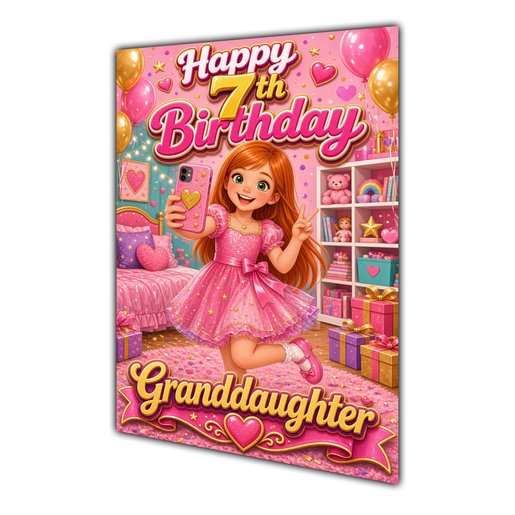 Happy 7th Birthday Colourful Bedroom Greeting Card A5