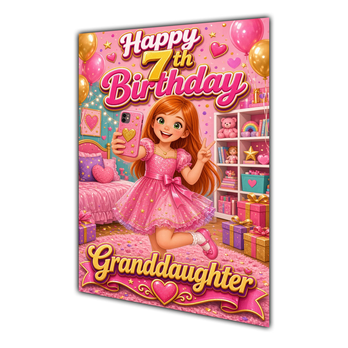 Happy 7th Birthday Colourful Bedroom Greeting Card A5
