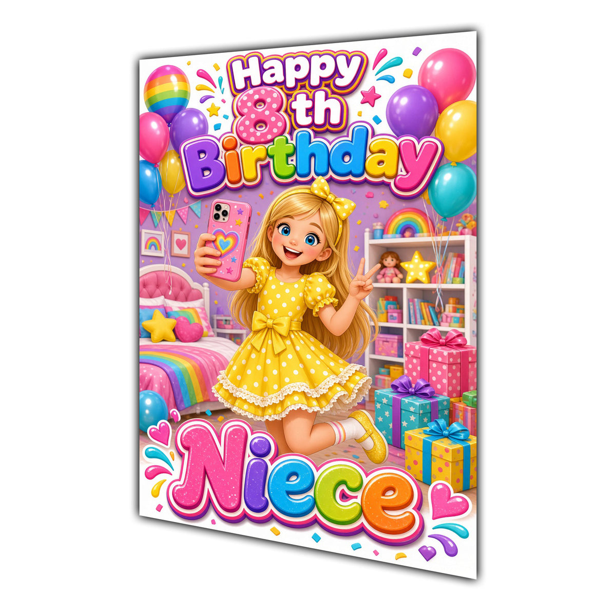 Happy 7th Birthday Colourful Bedroom Greeting Card A5