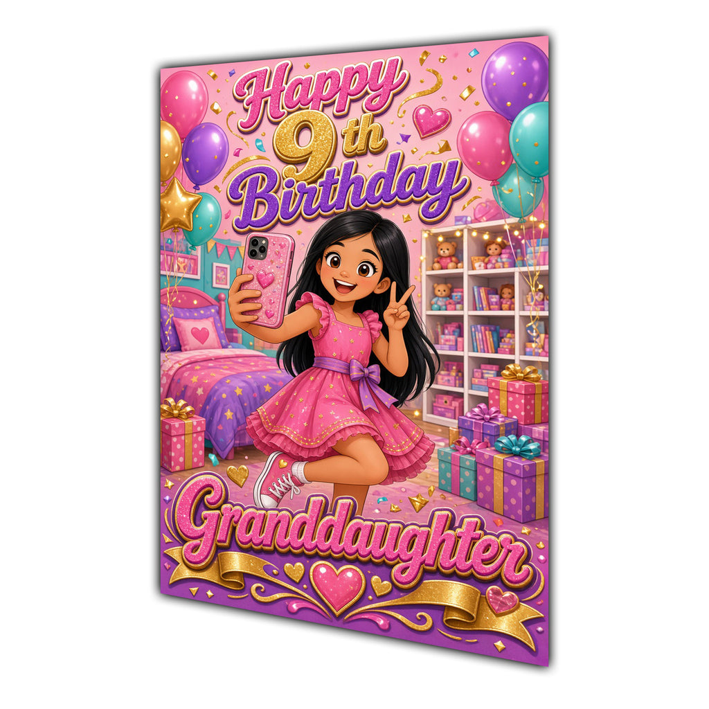 Happy 9th Birthday Colourful Bedroom Greeting Card A5