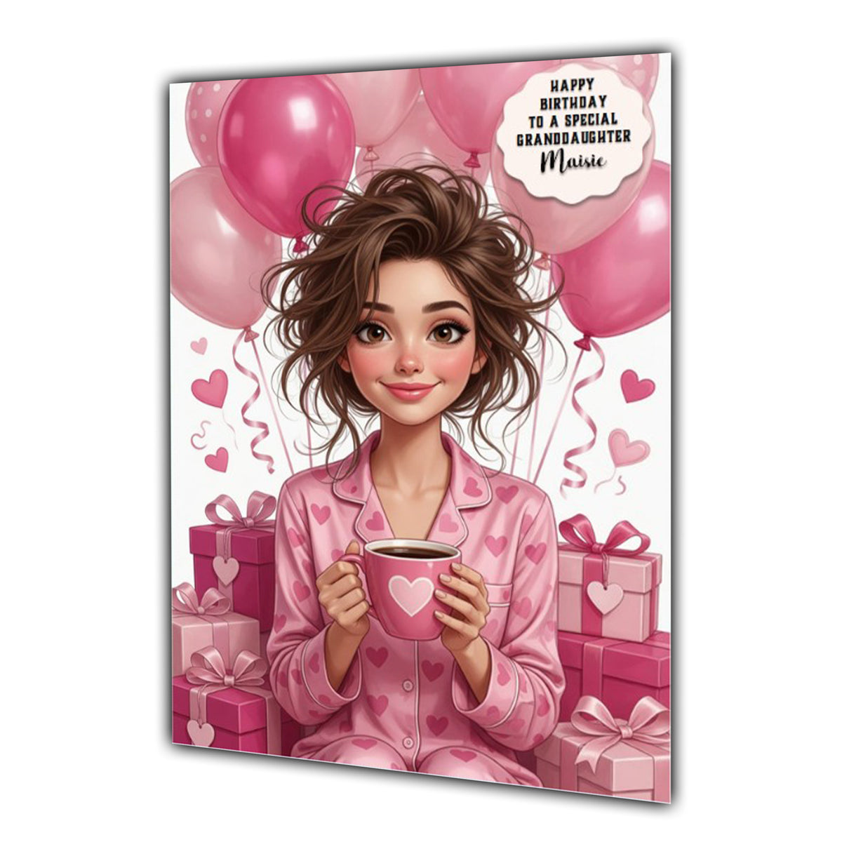 Personalised Birthday Card Girls Women Coffee Tea Daughter Niece A5 Size