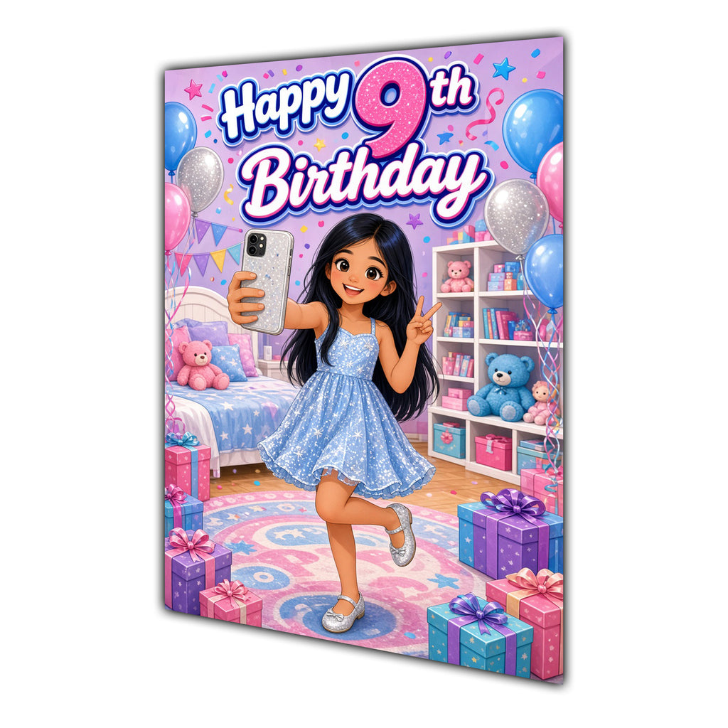 Happy 9th Birthday Colourful Bedroom Greeting Card A5