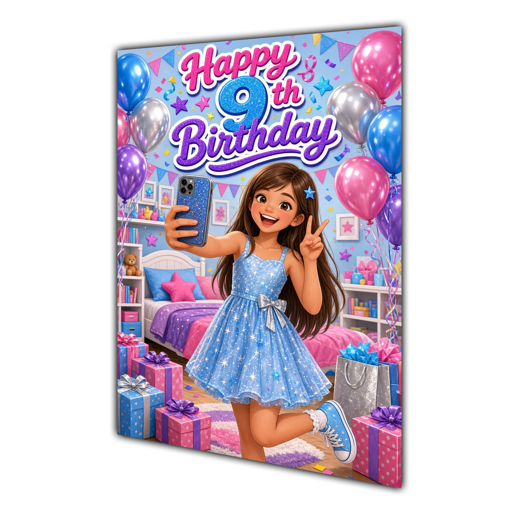 Happy 9th Birthday Colourful Bedroom Greeting Card A5
