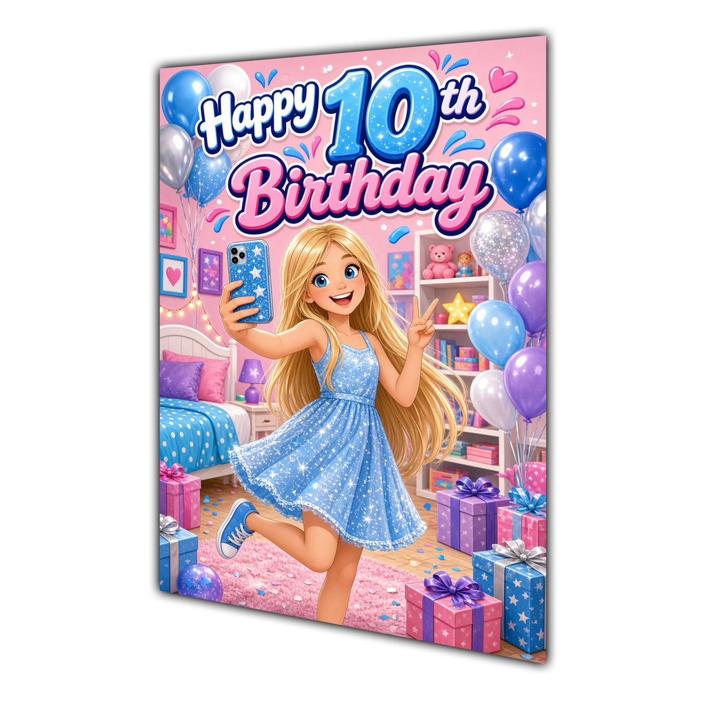 Happy 10th Birthday Colourful Bedroom Greeting Card A5