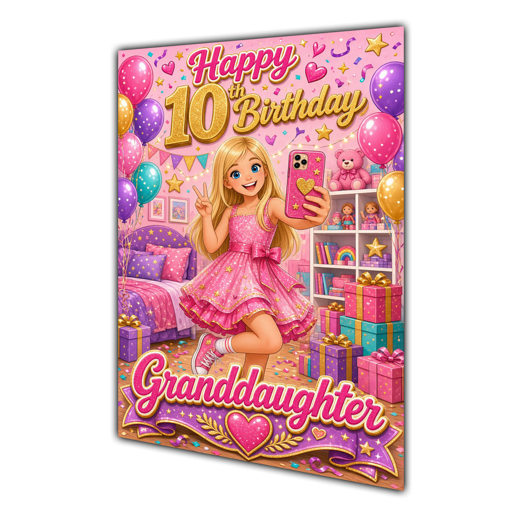 Happy 10th Birthday Colourful Bedroom Greeting Card A5