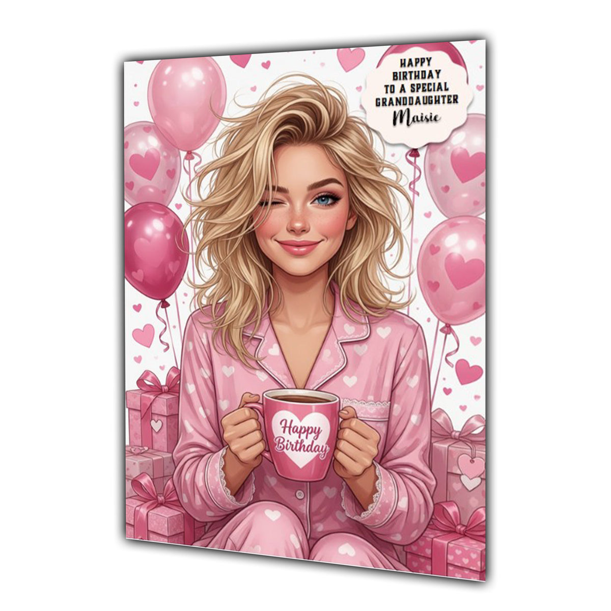Personalised Birthday Card Girls Women Coffee Tea Daughter Niece A5 Size