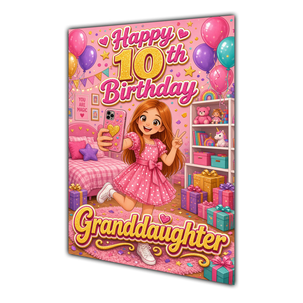 Happy 10th Birthday Colourful Bedroom Greeting Card A5