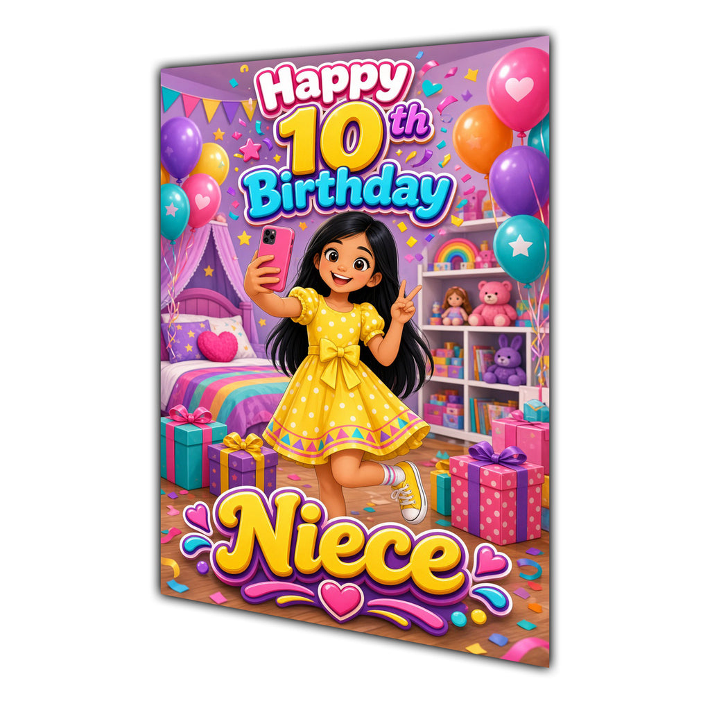 Happy 10th Birthday Colourful Bedroom Greeting Card A5