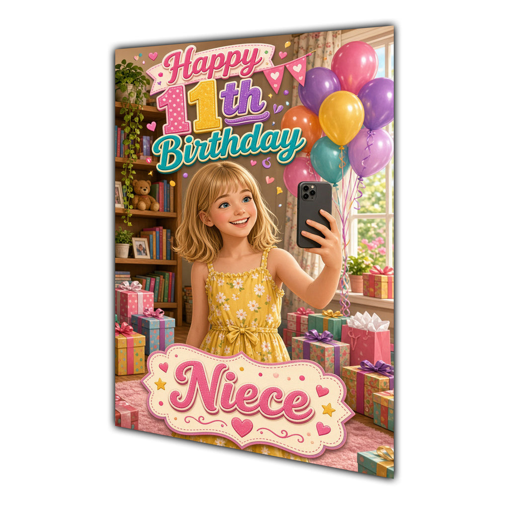 Happy 11th Birthday Colourful Bedroom Greeting Card A5