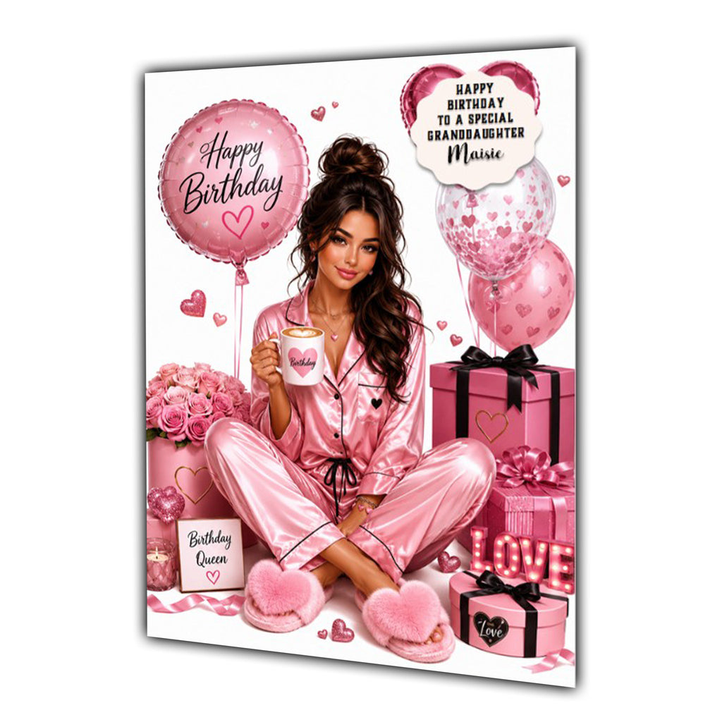 Personalised Birthday Card Girls Women Coffee Tea Daughter Niece A5 Size