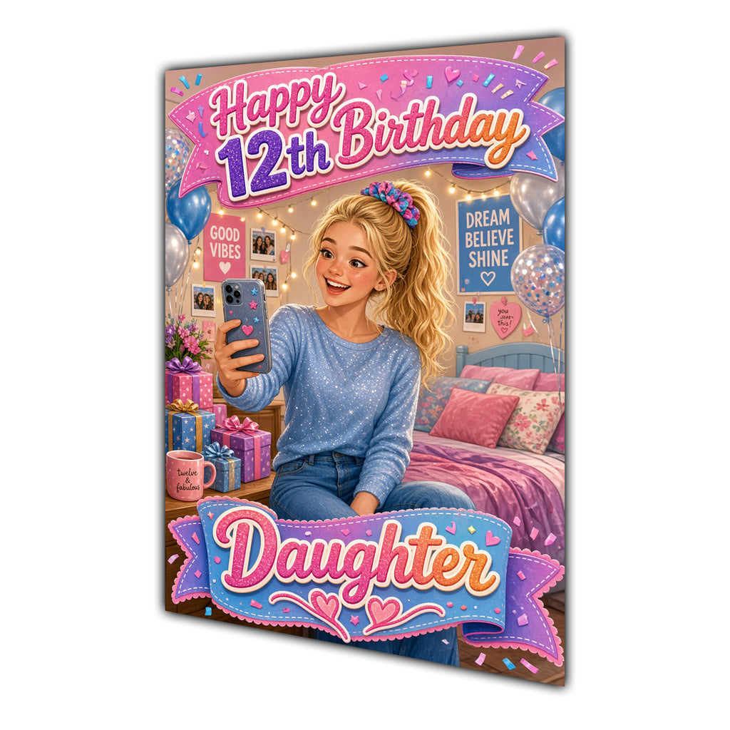 Happy 12th Birthday Colourful Bedroom Greeting Card A5