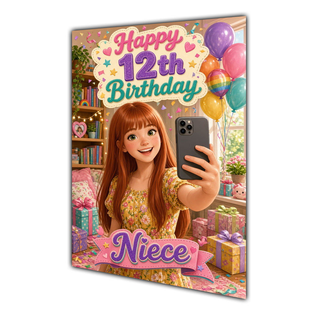 Happy 12th Birthday Colourful Bedroom Greeting Card A5