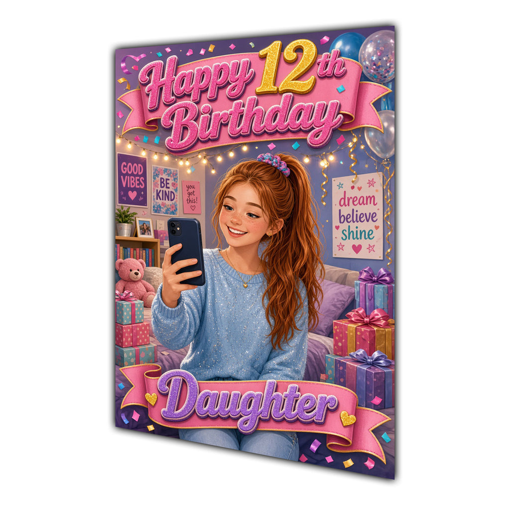 Happy 12th Birthday Colourful Bedroom Greeting Card A5