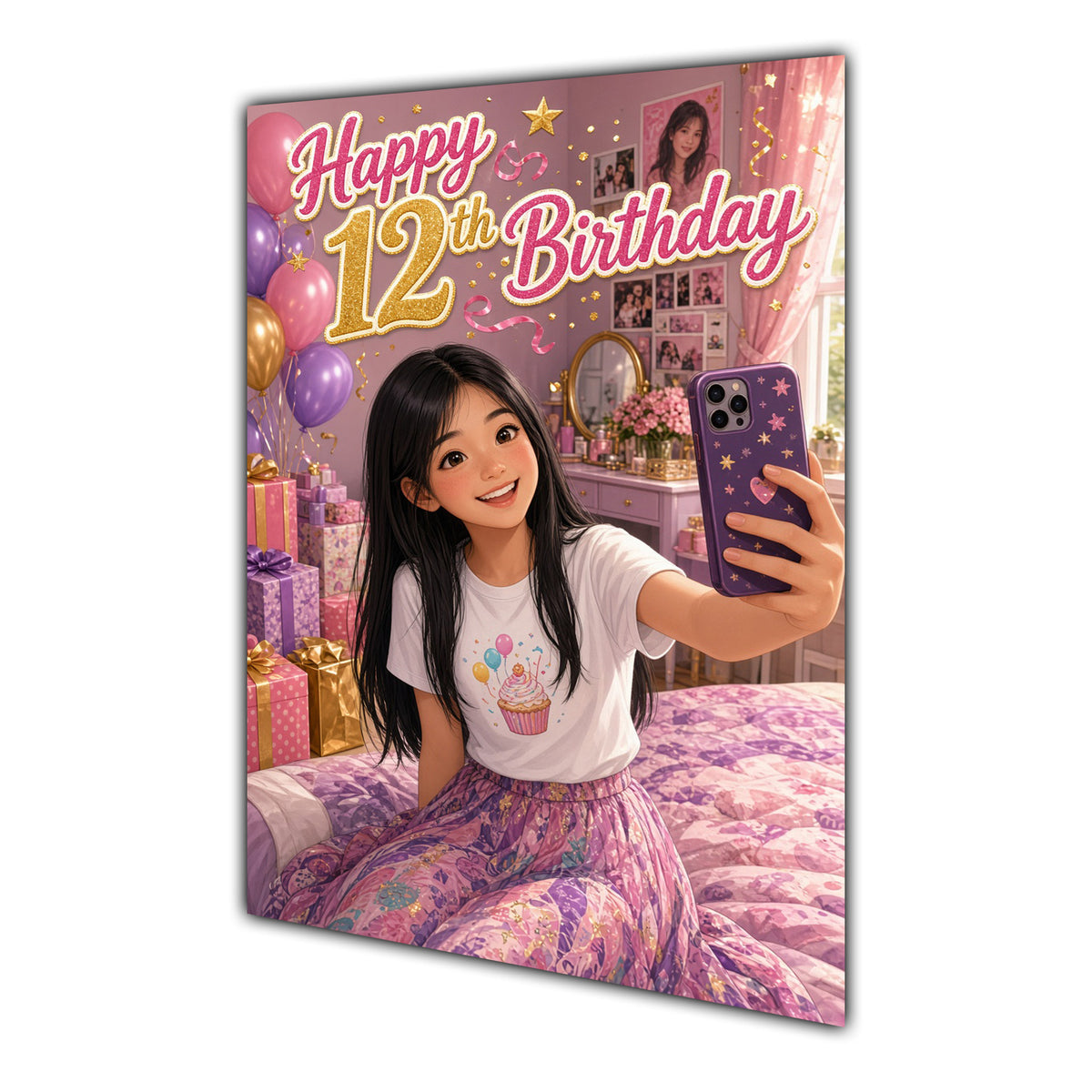Happy 12th Birthday Colourful Bedroom Greeting Card A5