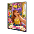Happy 15th Birthday Colourful Bedroom Greeting Card A5