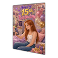 Happy 15th Birthday Colourful Bedroom Greeting Card A5
