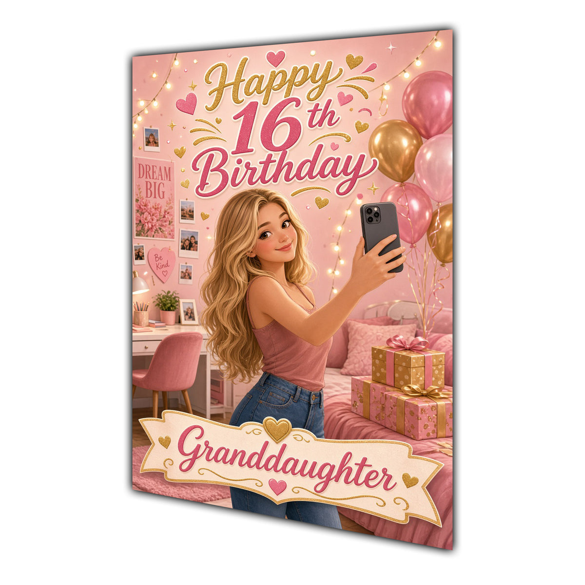Happy 16th Birthday Colourful Bedroom Greeting Card A5