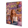 Happy 16th Birthday Colourful Bedroom Greeting Card A5