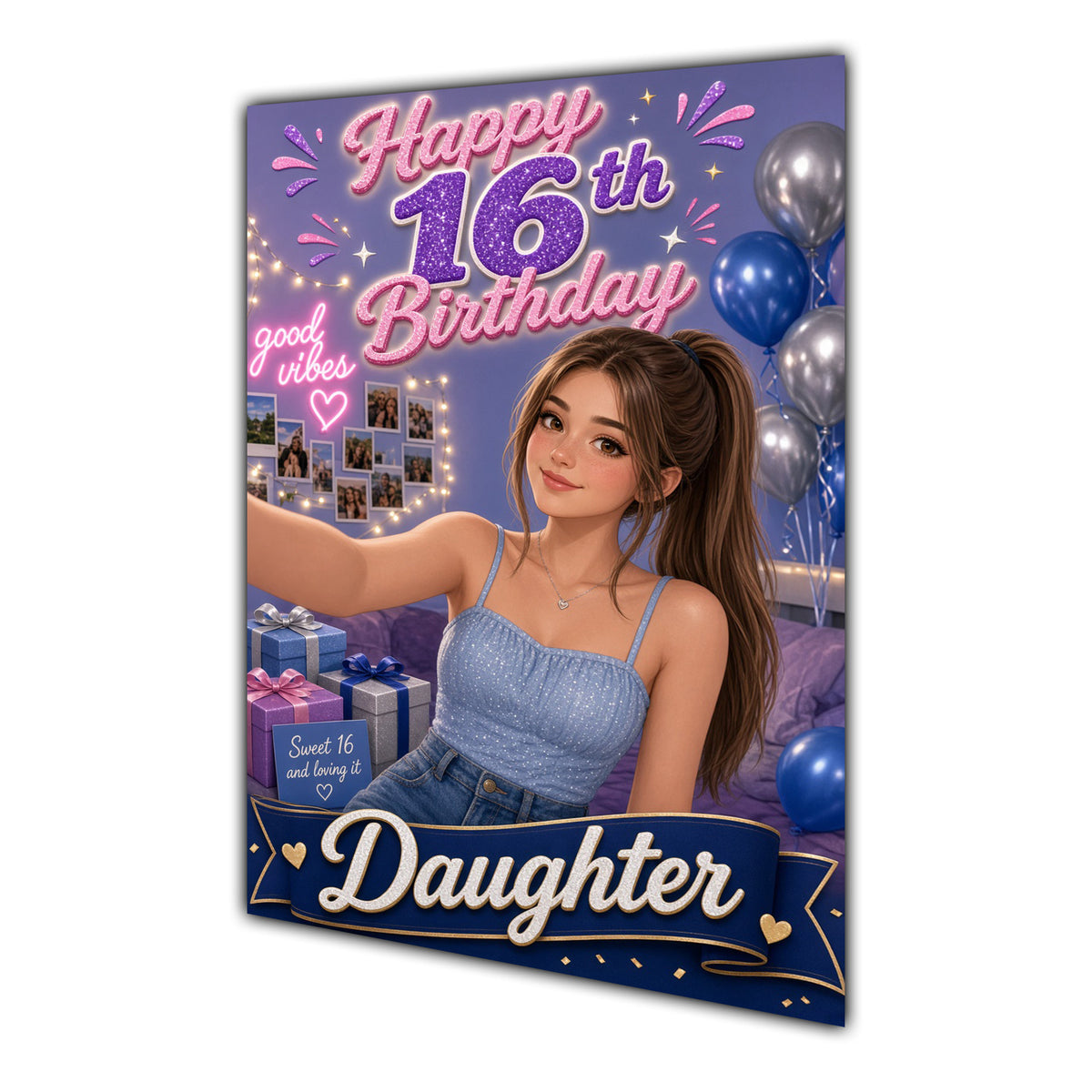 Happy 16th Birthday Colourful Bedroom Greeting Card A5