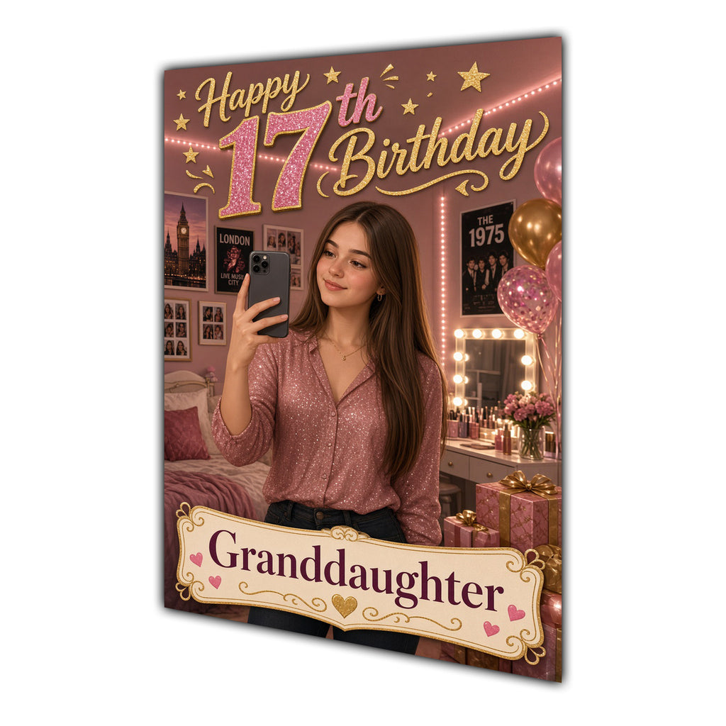 Happy 17th Birthday Colourful Bedroom Greeting Card A5