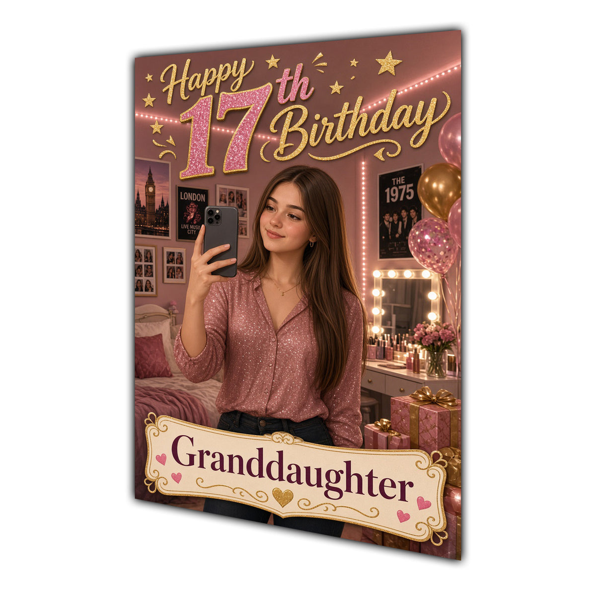 Happy 17th Birthday Colourful Bedroom Greeting Card A5
