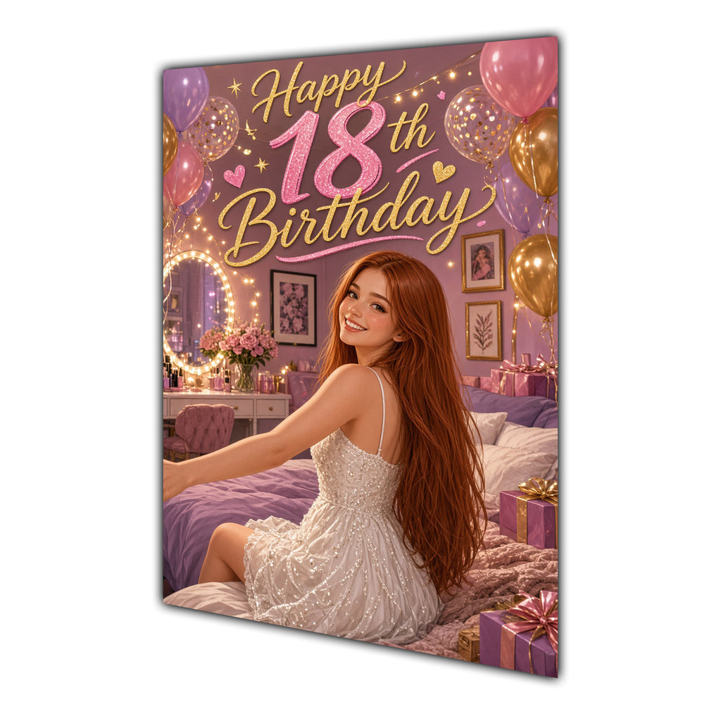 Happy 18th Birthday Colourful Bedroom Greeting Card A5