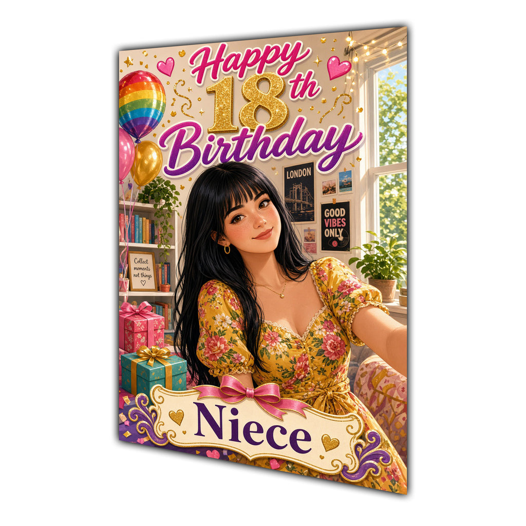 Happy 18th Birthday Colourful Bedroom Greeting Card A5