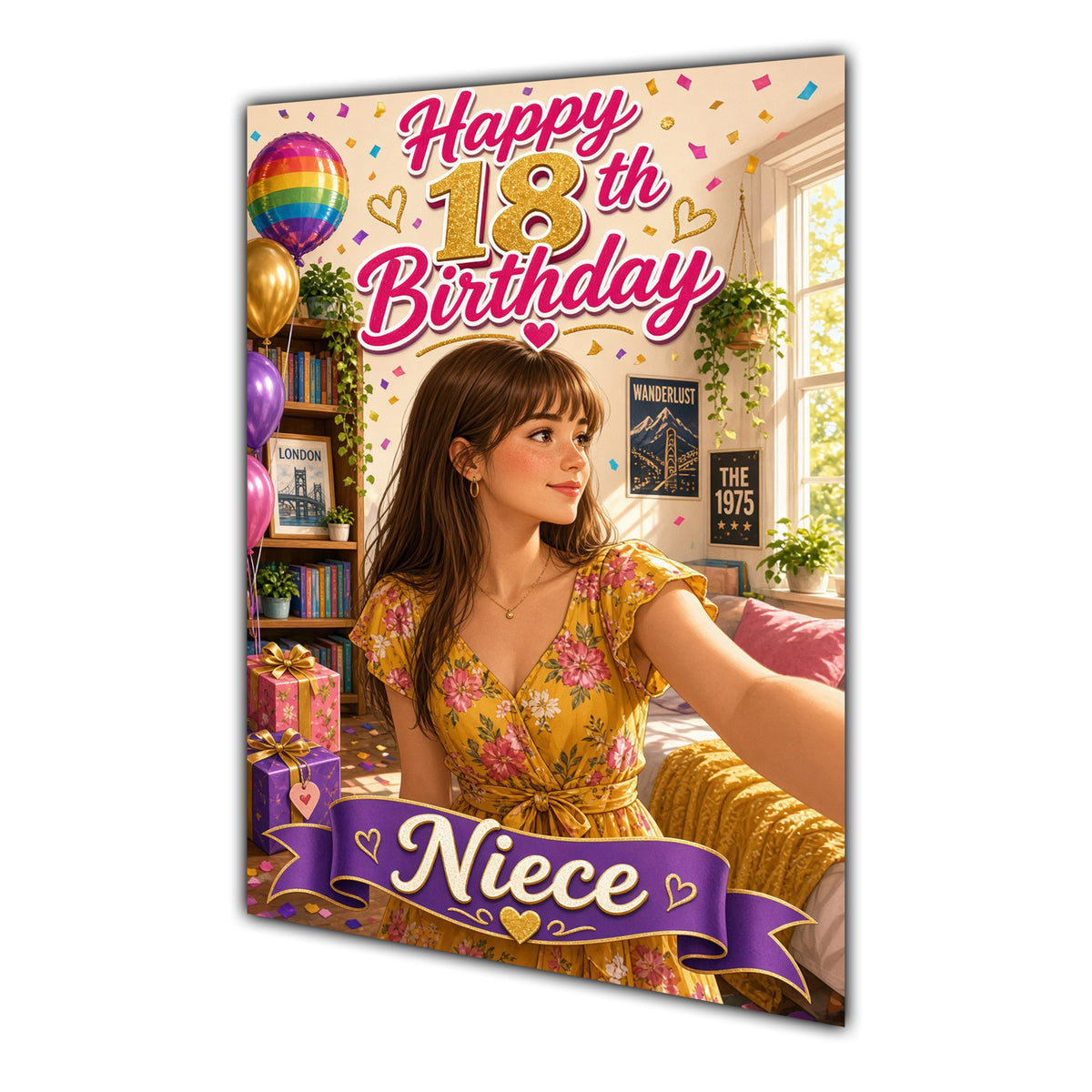 Happy 18th Birthday Colourful Bedroom Greeting Card A5