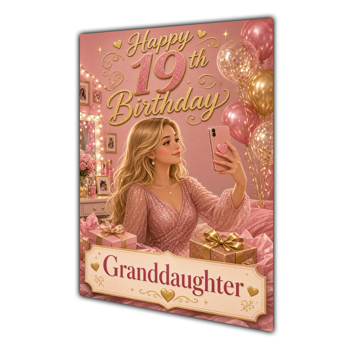Happy 19th Birthday Colourful Bedroom Greeting Card A5