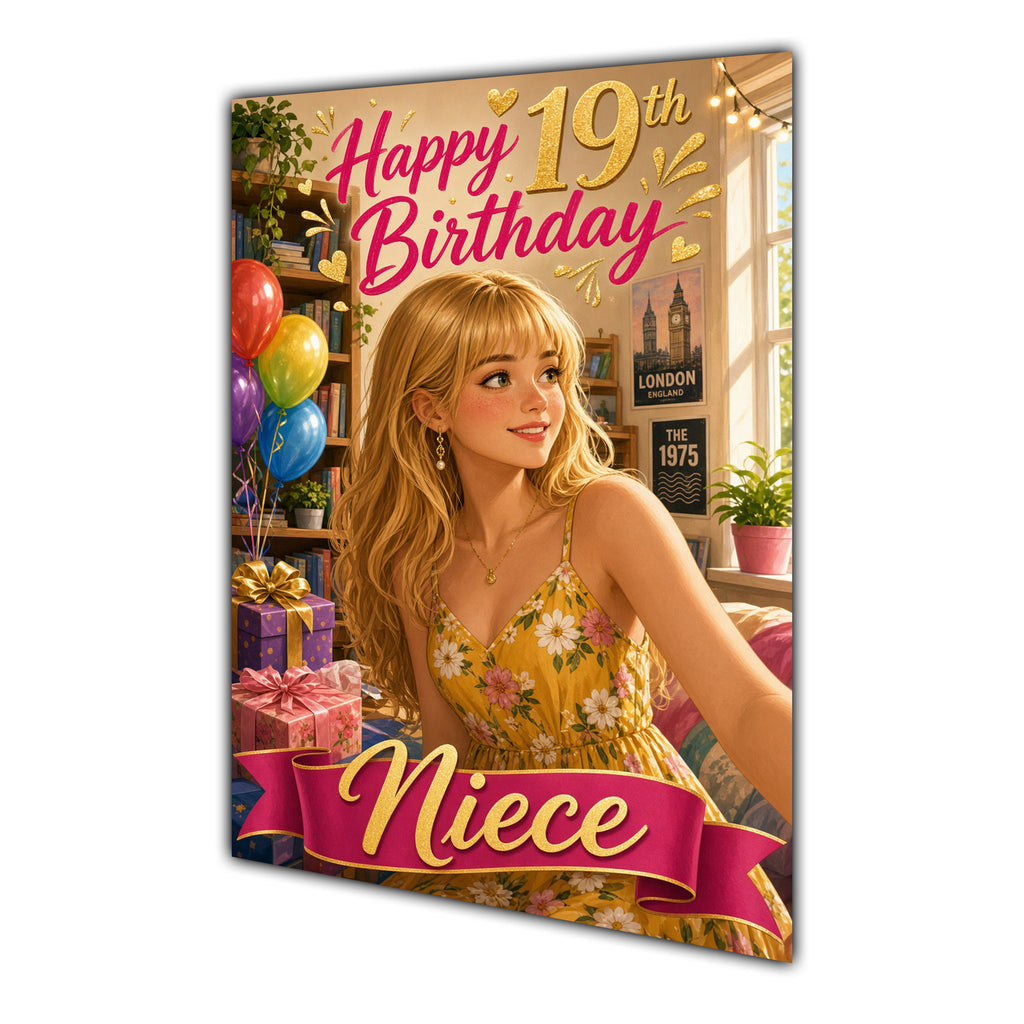 Happy 19th Birthday Colourful Bedroom Greeting Card A5