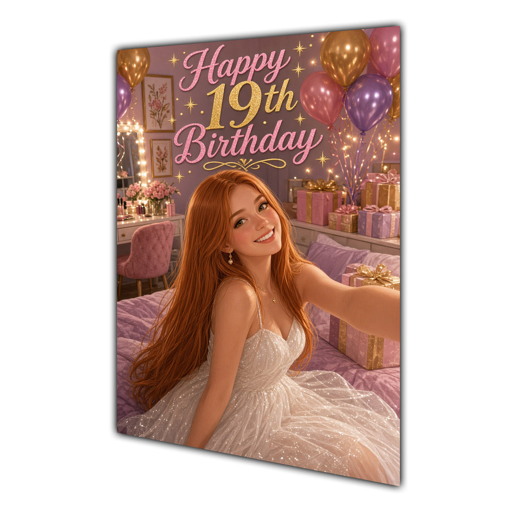 Happy 19th Birthday Colourful Bedroom Greeting Card A5