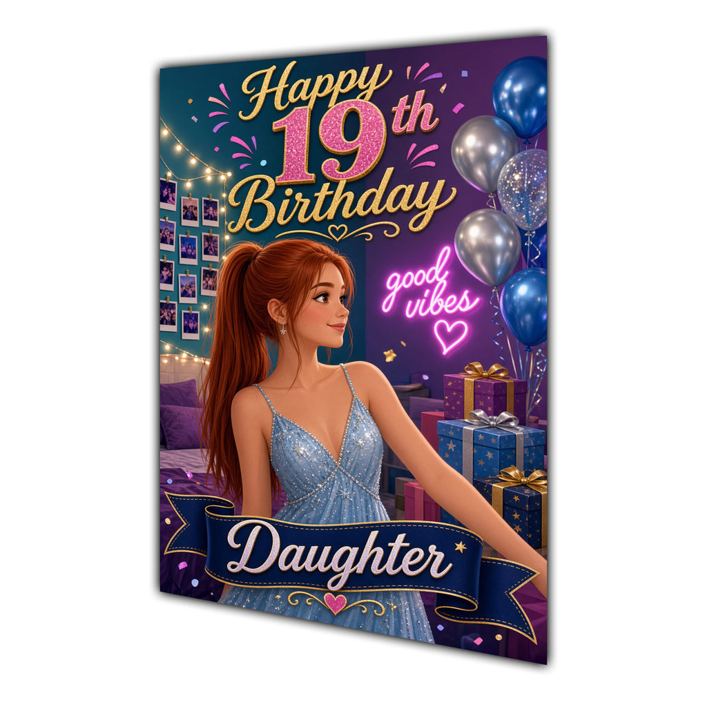 Happy 19th Birthday Colourful Bedroom Greeting Card A5